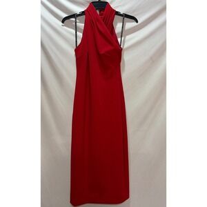 Rachel Rachel Roy Autumn Cherry Red Halter Sheath Midi Dress XS RD18F409A